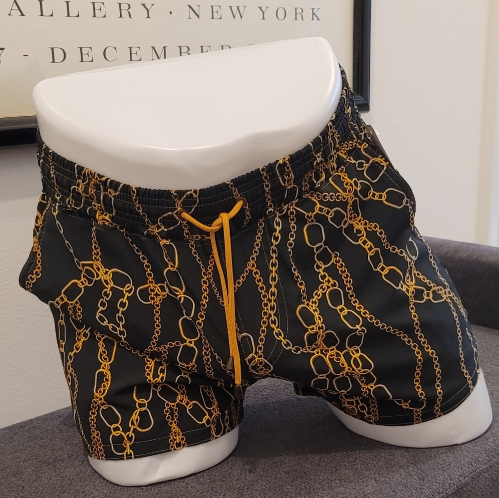 Tropical Black and Gold Summer Shorts